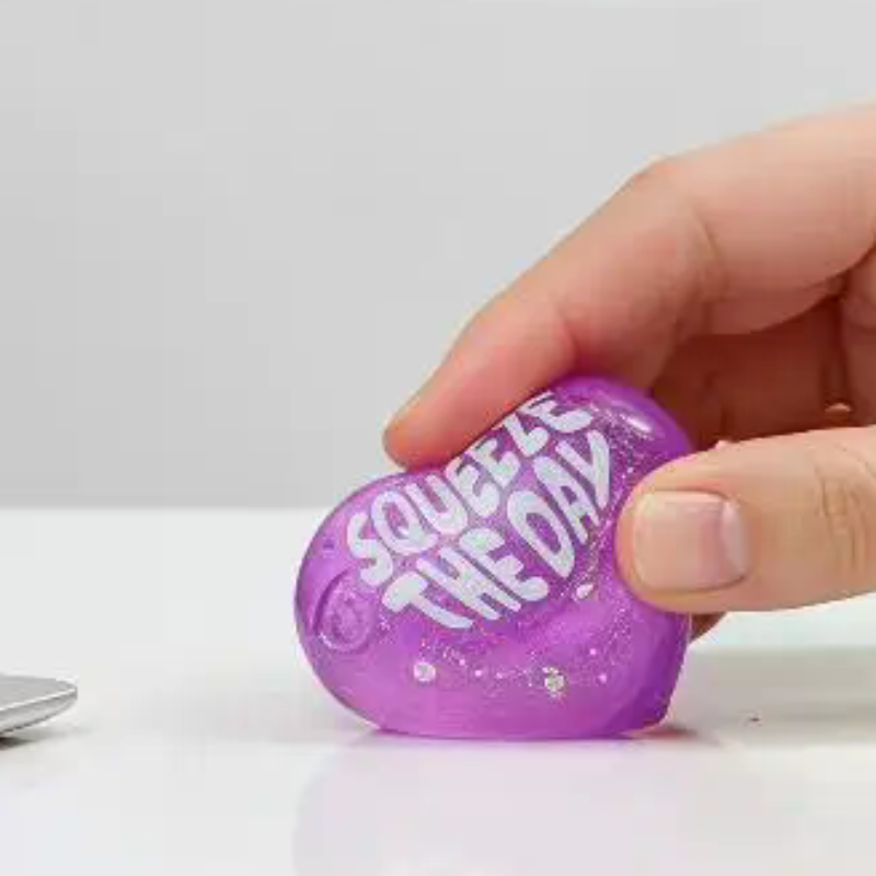Kids Toys Quotes - Glitter Heart Shaped Squeeze Toy Positive