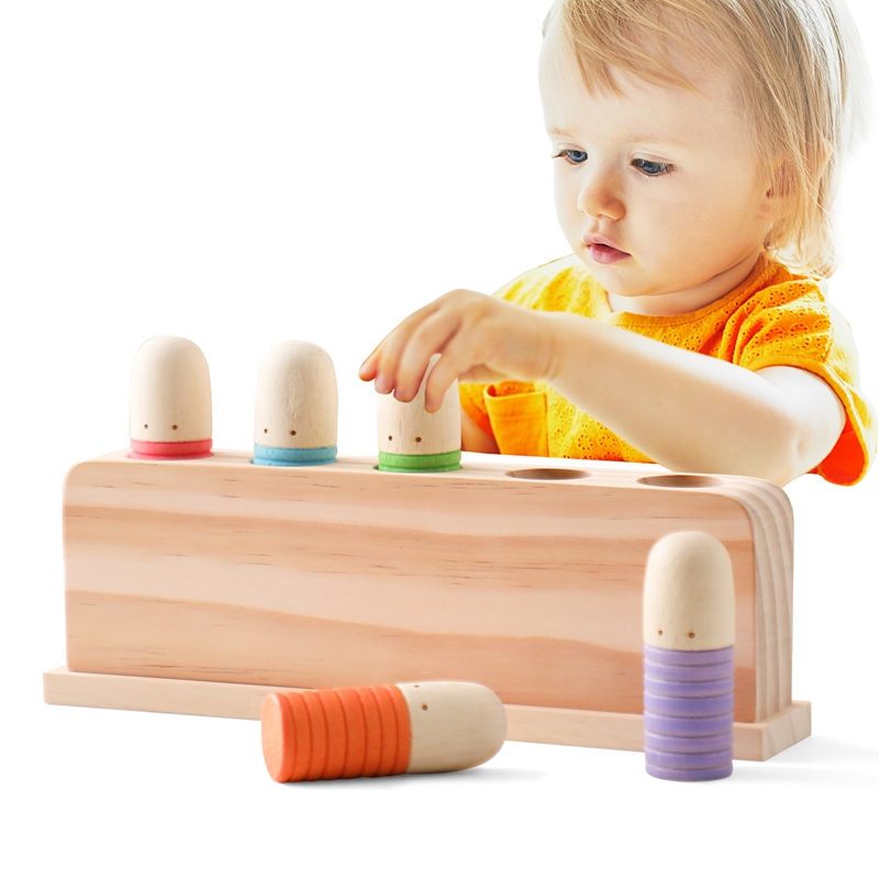 Wooden Blocks Stacking - Montessori Toys Baby Wooden Bouncing Color