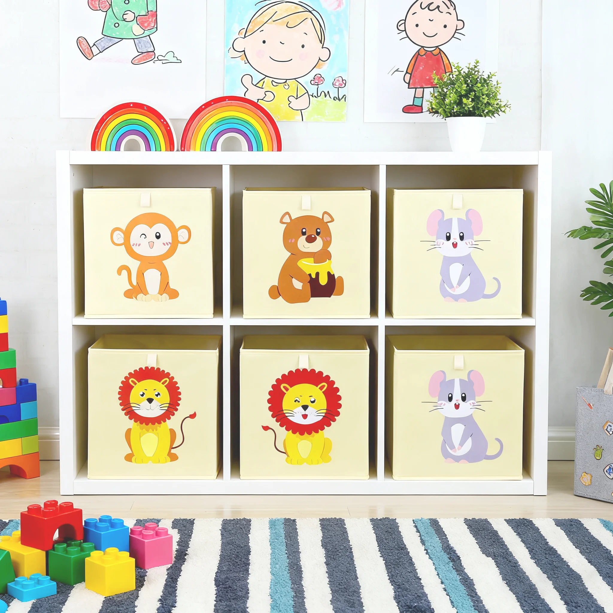 Kids Toys Basket - Cartoon Foldable Storage Box Cute Kids