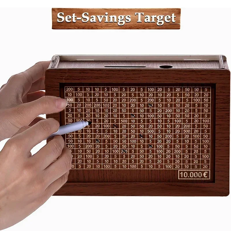 Saving Goal Wooden Money Bank  - Kids Toys Drawers 评论和价格