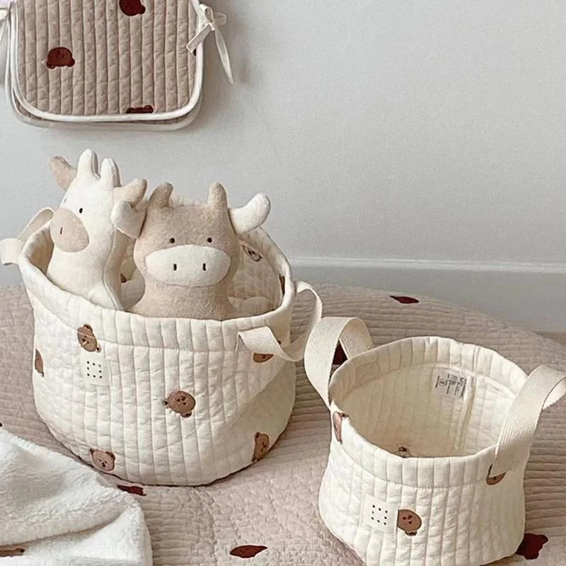 Cute Bear Embroidery Diaper Ba - Kids Toys Basket 评论和价格