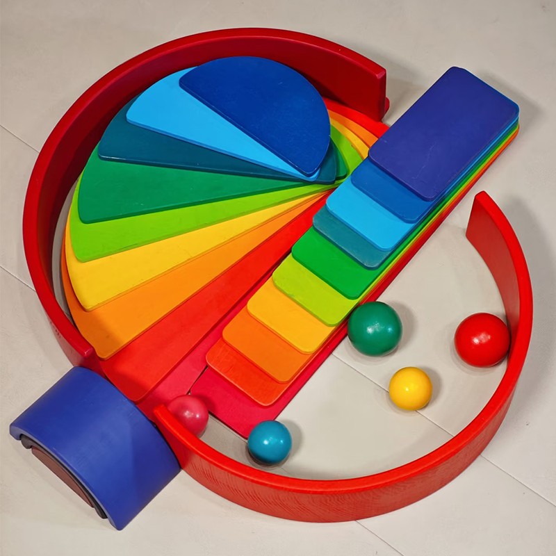Wooden Rainbow Block Colorful  - Wooden Blocks Stacking 评论和价格