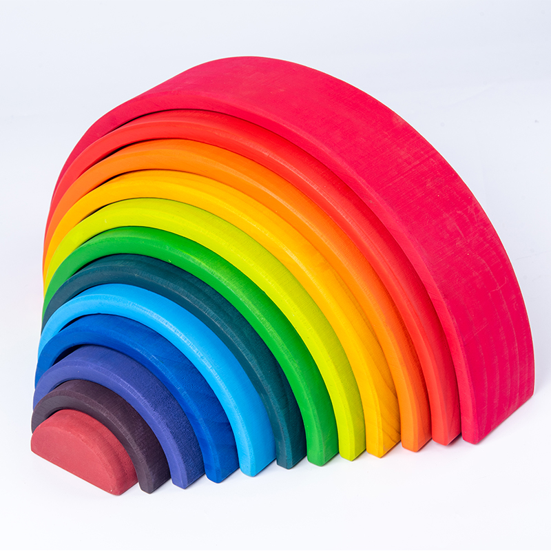 Wooden Rainbow Block Colorful  - Wooden Blocks Stacking 评论和价格