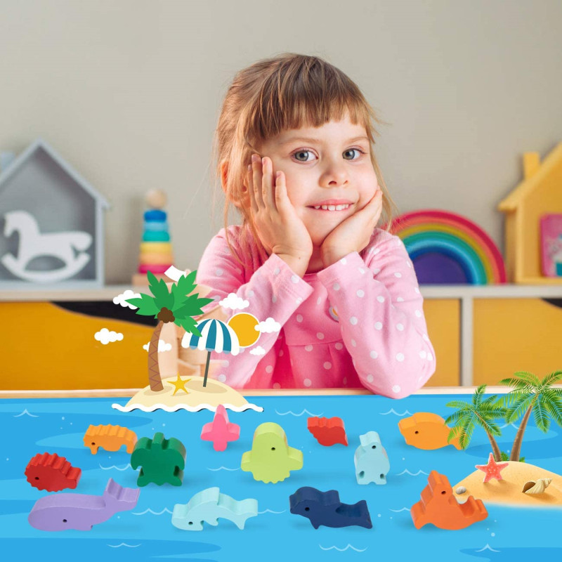 New Children Montessori Wooden - Wooden Blocks Stacking 评论和价格