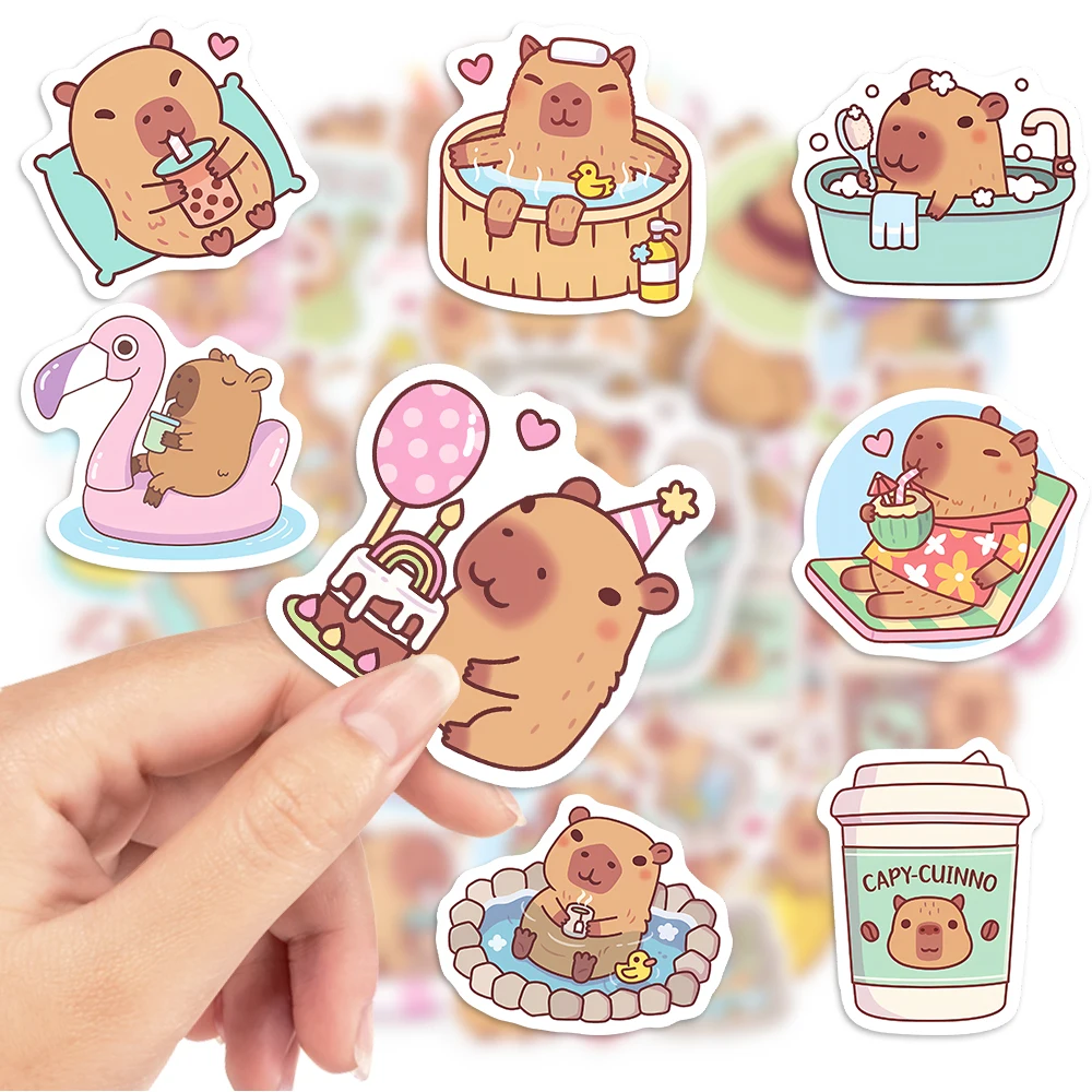 Cute Capybara Cafe Stickers Ca - Kids Toys Laptop 评论和价格