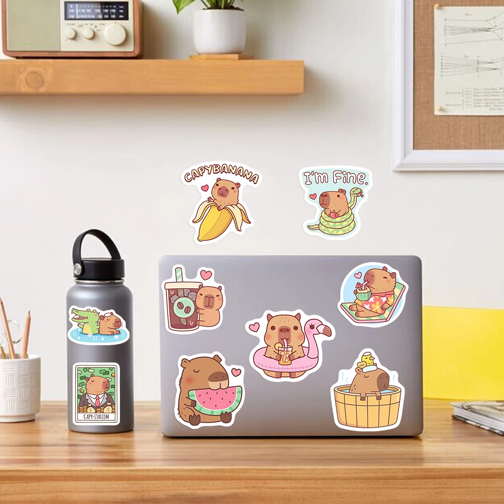 Cute Capybara Cafe Stickers Ca - Kids Toys Laptop 评论和价格
