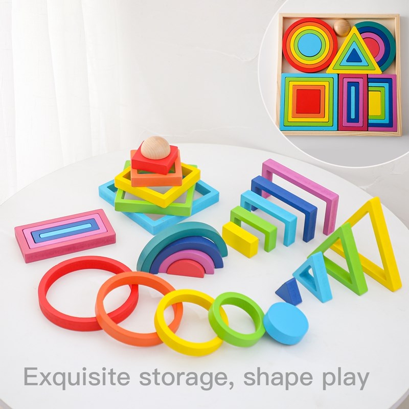 Montessori Wooden Block Toys B - Wooden Blocks Stacking 评论和价格