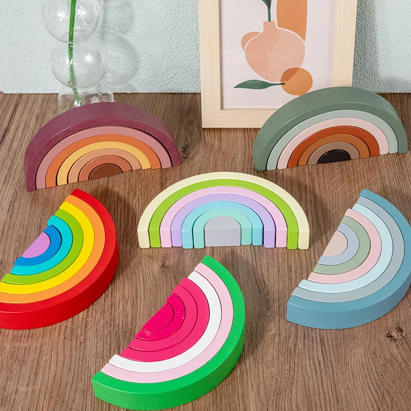 Arch Bridge Rainbow Wooden Bui - Wooden Blocks Stacking 评论和价格