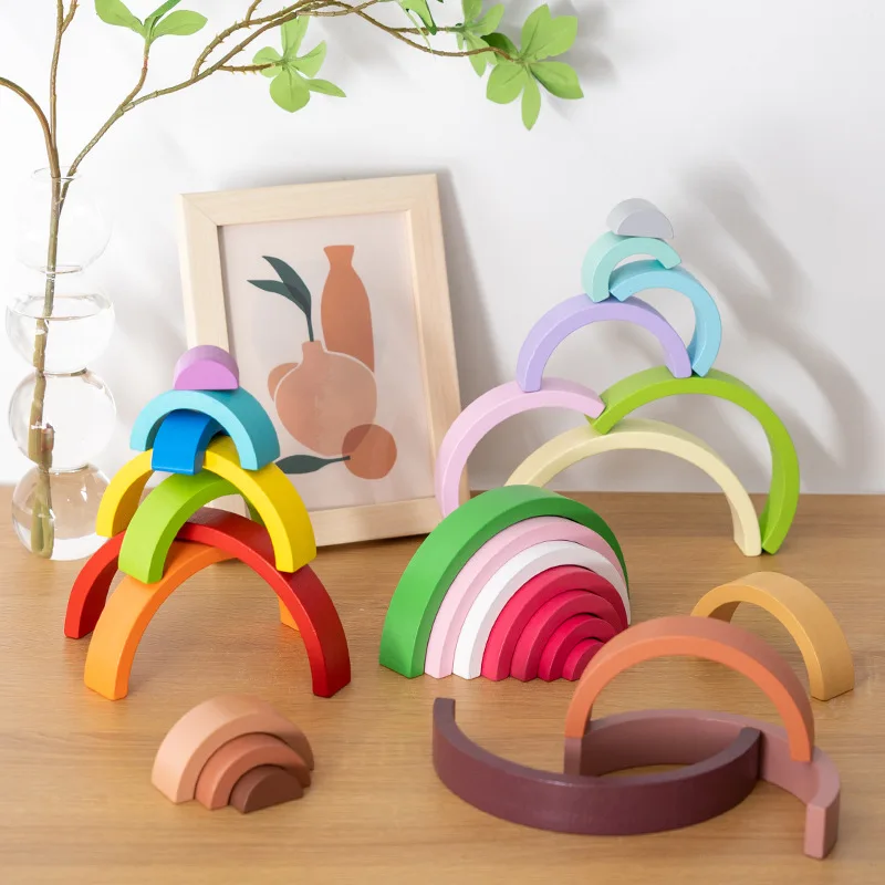 Arch Bridge Rainbow Wooden Bui - Wooden Blocks Stacking 评论和价格