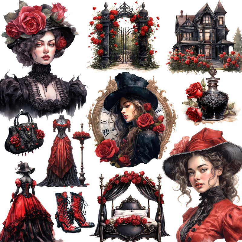 Victoria Black Rose Stickers C - Kids Toys Victoria 评论和价格
