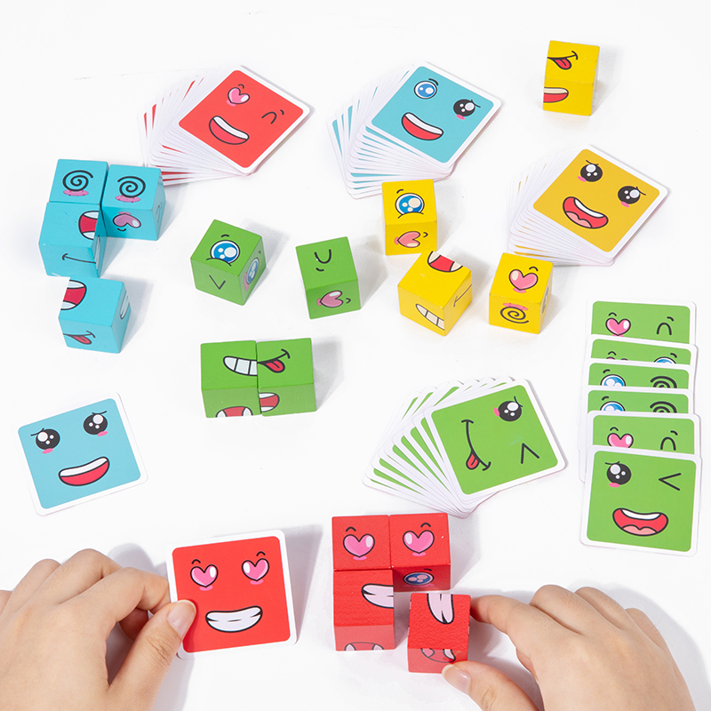 Kids Face Change Cube Game Mon - Wooden Blocks Stacking 评论和价格
