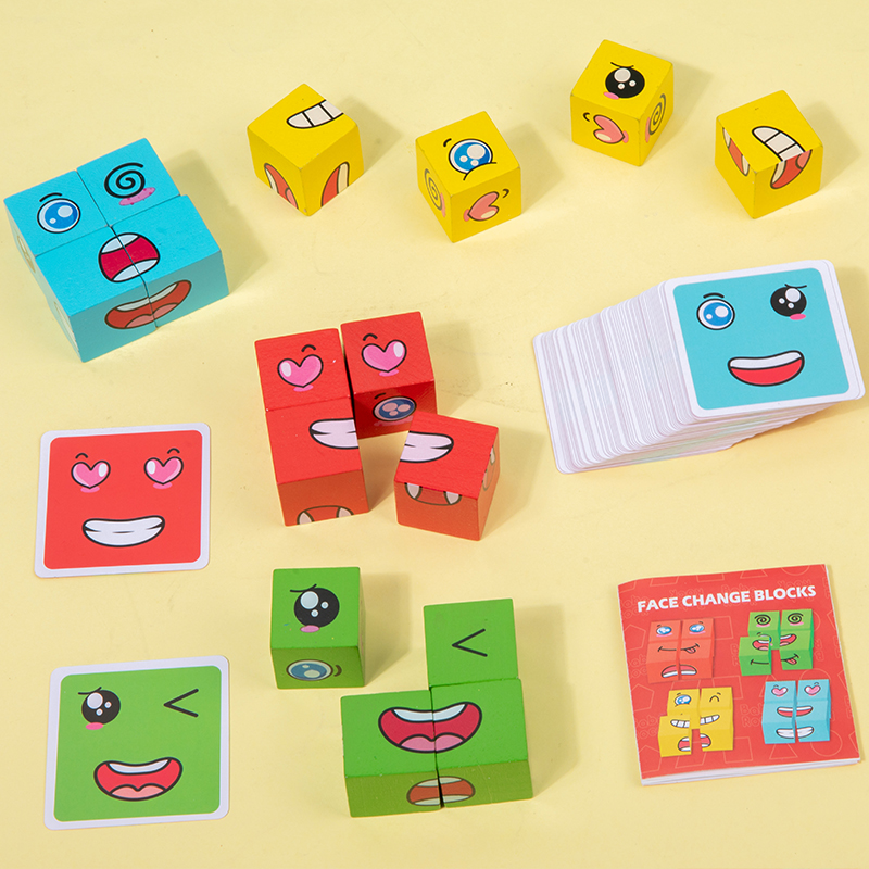 Kids Face Change Cube Game Mon - Wooden Blocks Stacking 评论和价格