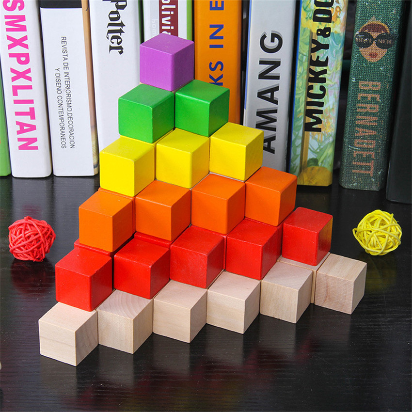 30Pcs/lot 2X2CM Wooden Colorfu - Wooden Blocks Stacking 评论和价格