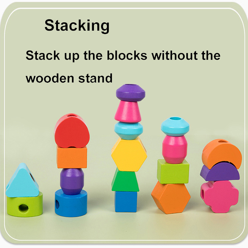 Montessori Wooden Beads Sequen - Wooden Blocks Stacking 评论和价格