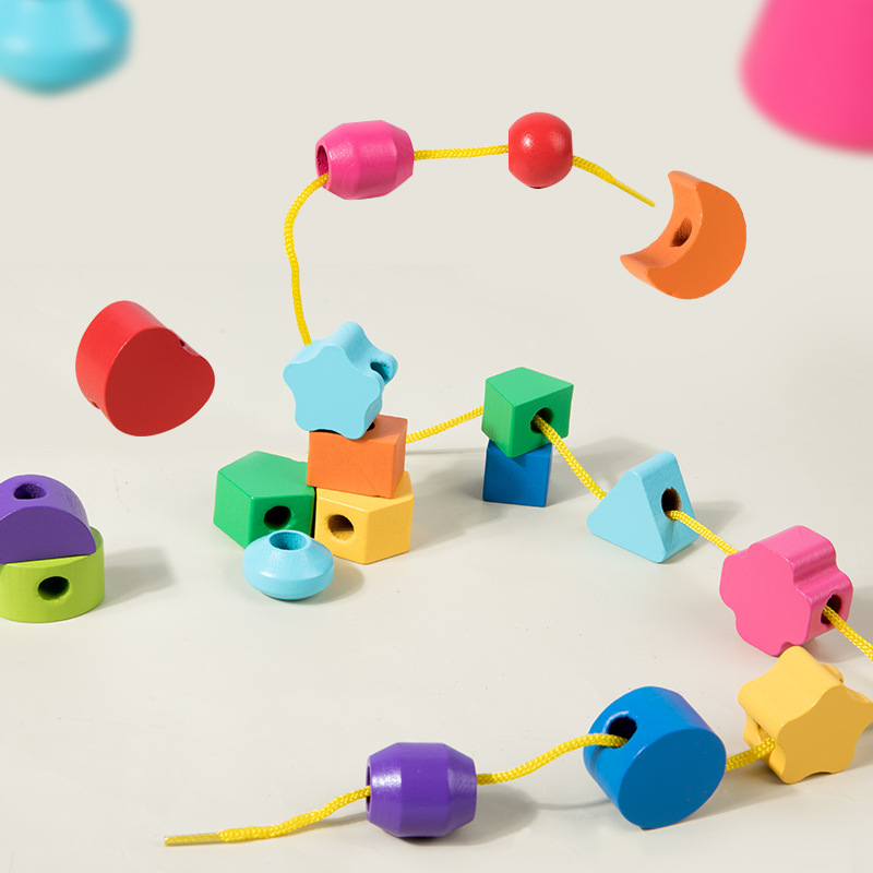 Montessori Wooden Beads Sequen - Wooden Blocks Stacking 评论和价格