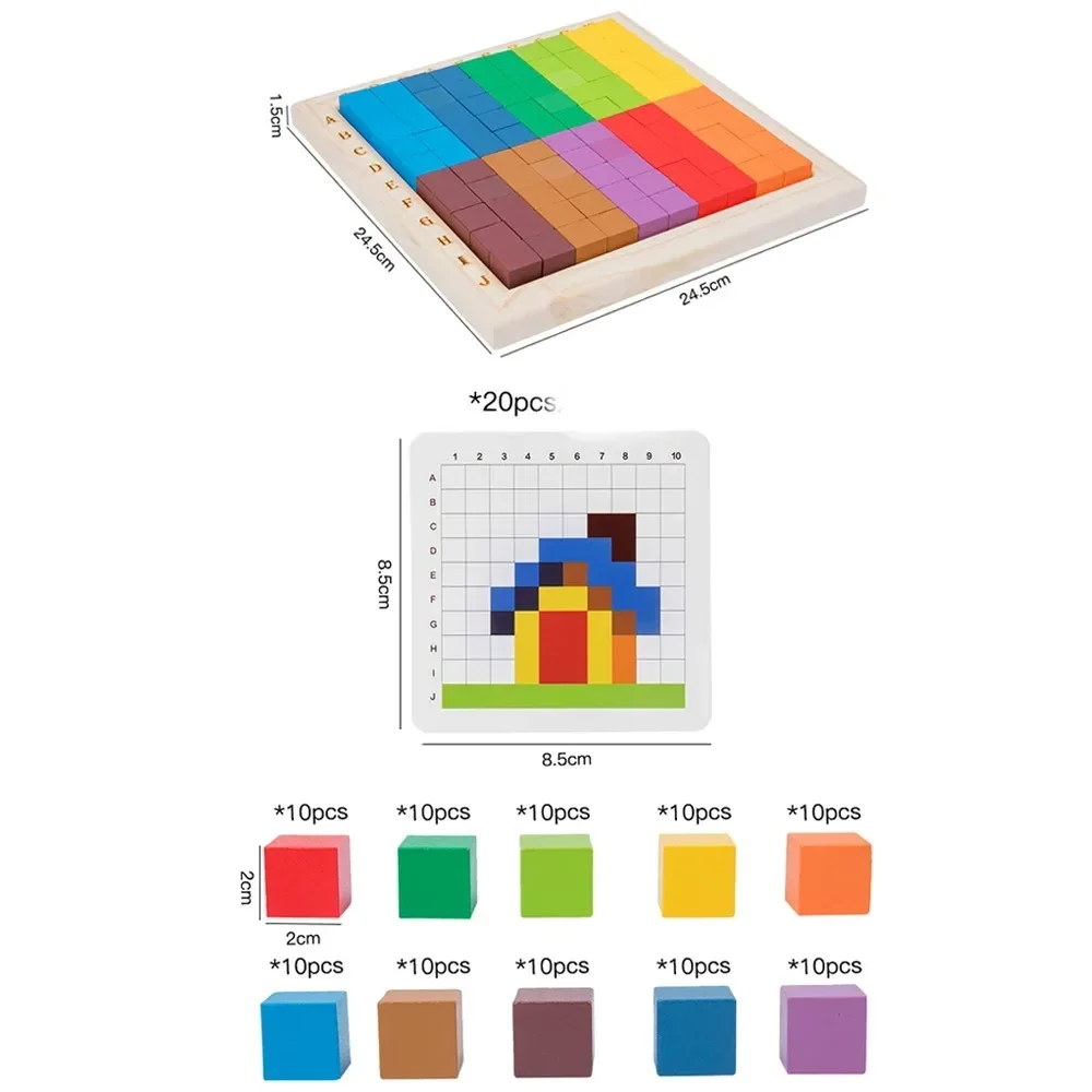 Montessori Color Counting Buil - Wooden Blocks Stacking 评论和价格