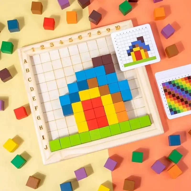 Montessori Color Counting Buil - Wooden Blocks Stacking 评论和价格