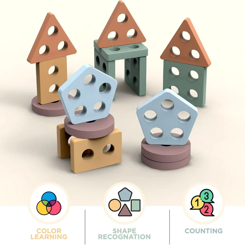 Montessori Toys For 18+ Months - Wooden Blocks Stacking 评论和价格