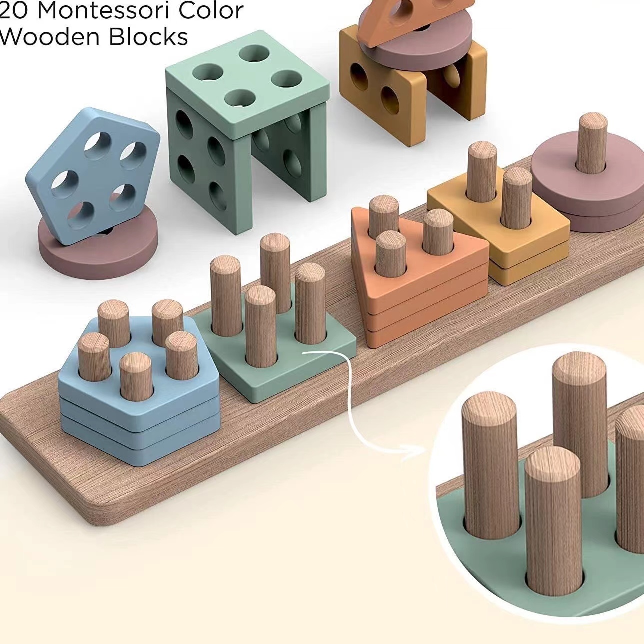 Montessori Toys For 18+ Months - Wooden Blocks Stacking 评论和价格