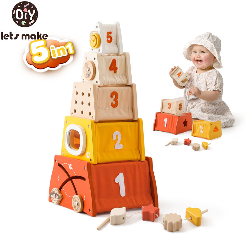 Kids Wooden Montessori Toys Th - Wooden Blocks Stacking 评论和价格