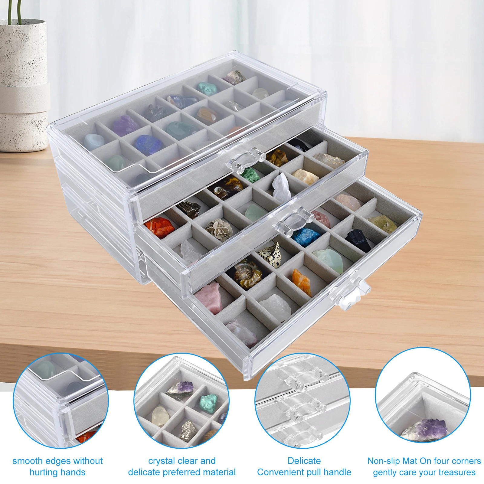 Rock Display Case 3 Drawers Ro - Kids Toys Drawers 评论和价格